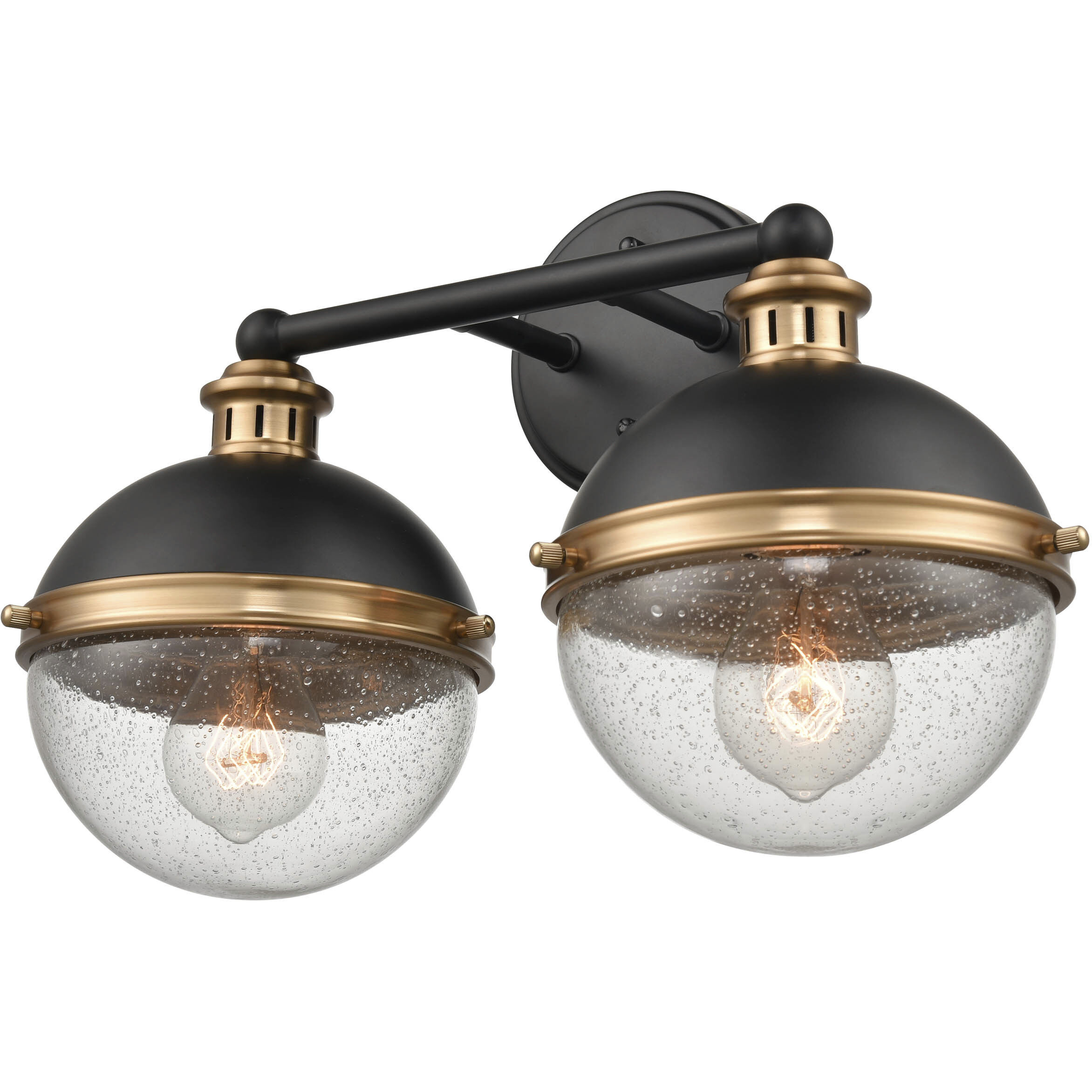 Ellmira 2 Light 15.75 inch Matte Black/Aged Brass Bathroom Vanity Light Wall Light